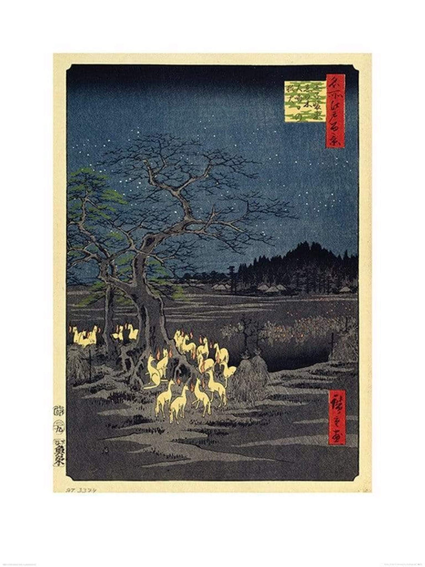 Pyramid Hiroshige Fox Fires on New Years Eve at the Changing Tree in Oji Kunstdruk 60x80cm | Posters.nl