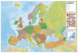 Poster Map of Europe - Physical Politic - Italiaans - 91,5x61cm