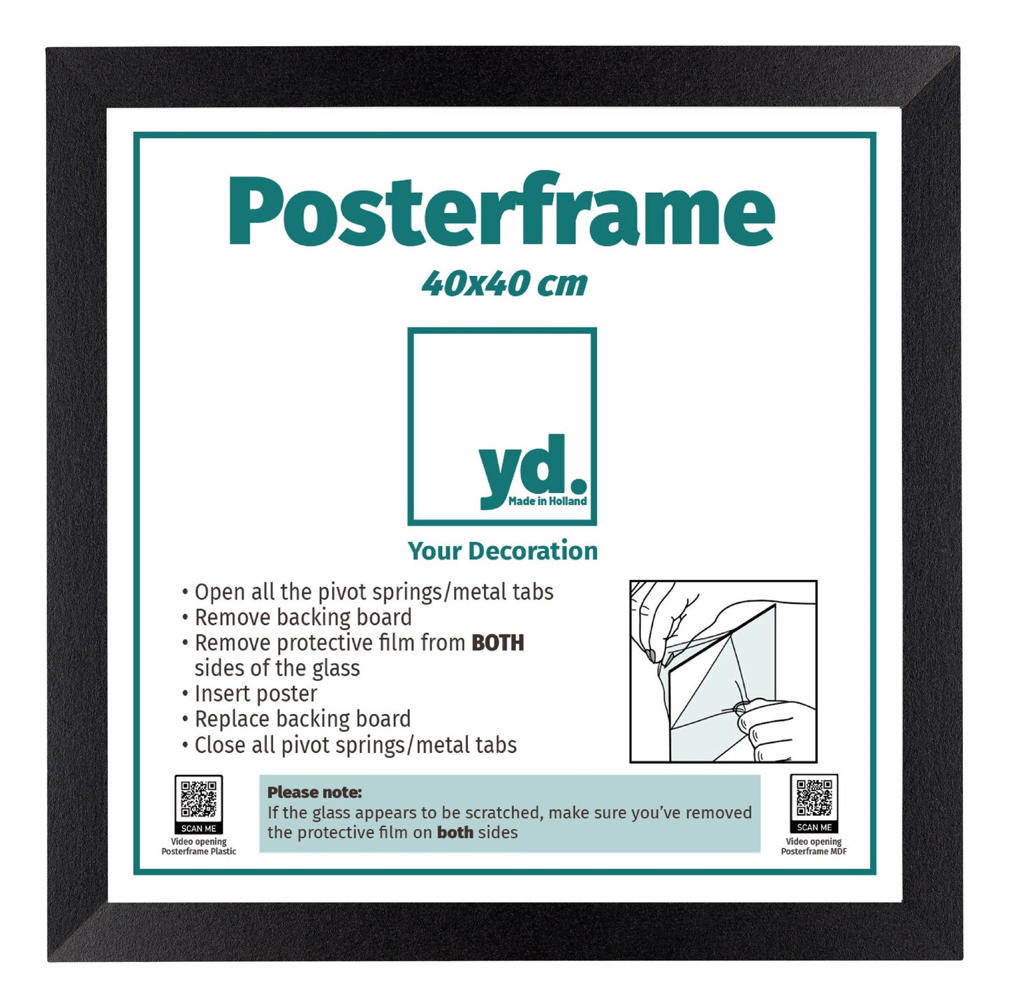 Posterlijst 40x40cm Zwart Mat MDF Parma