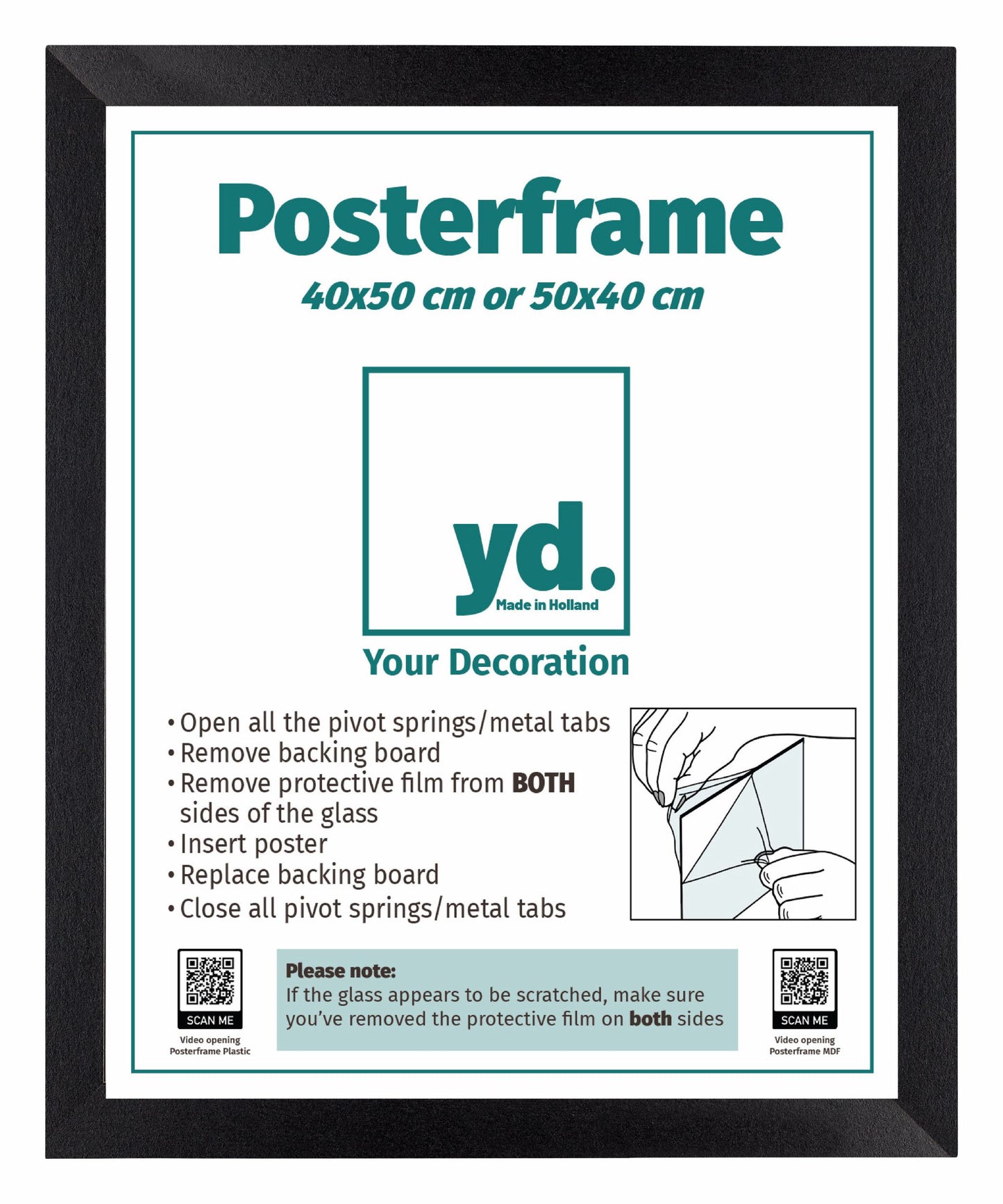 Posterlijst 40x50cm Zwart Mat MDF Parma