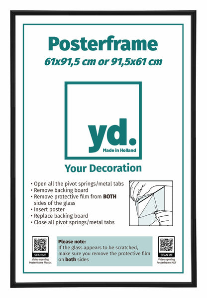 Posterlijst 61x91,5cm Zwart Mat Kunststof Paris