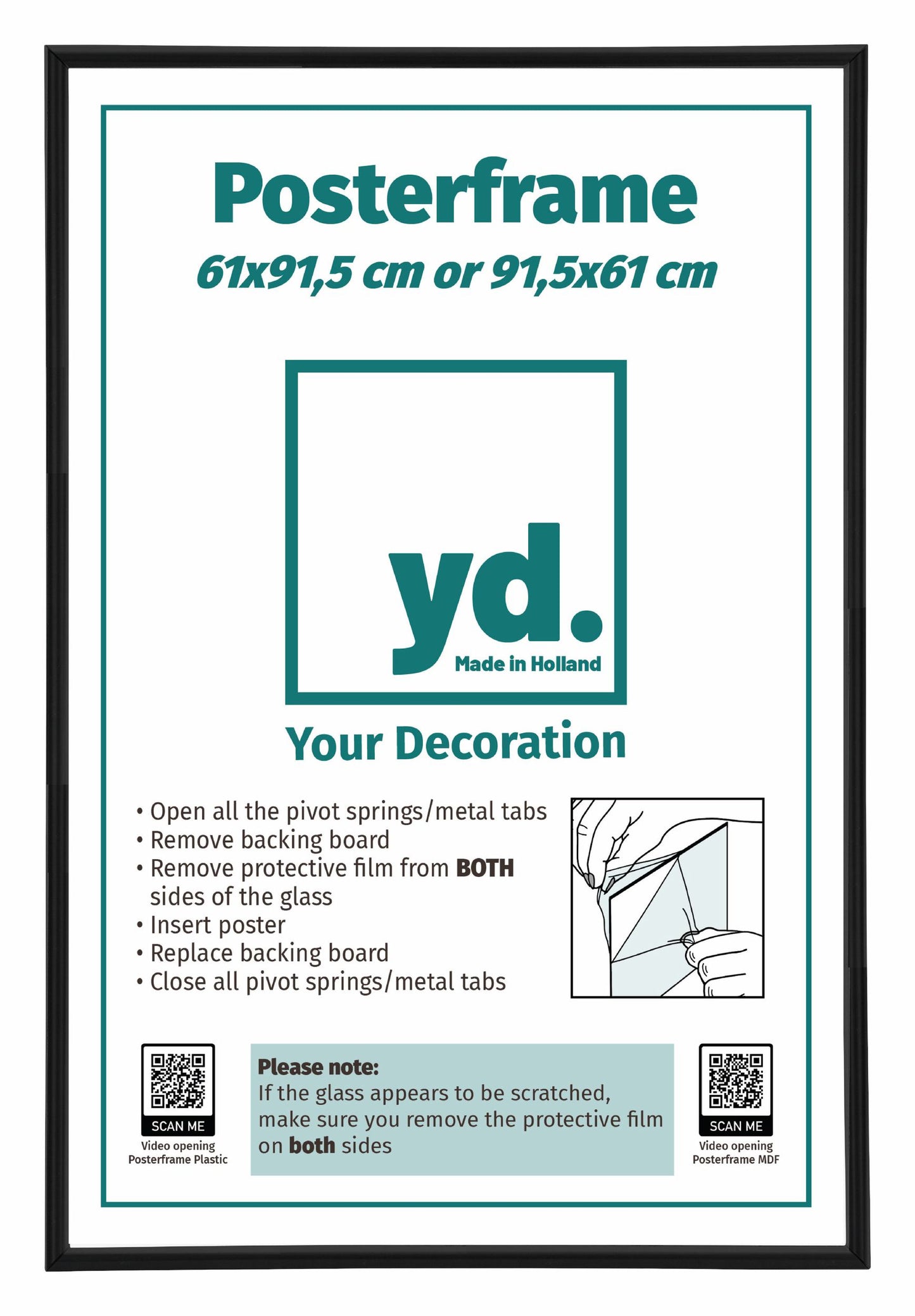 Posterlijst 61x91,5cm Zwart Mat Kunststof Paris