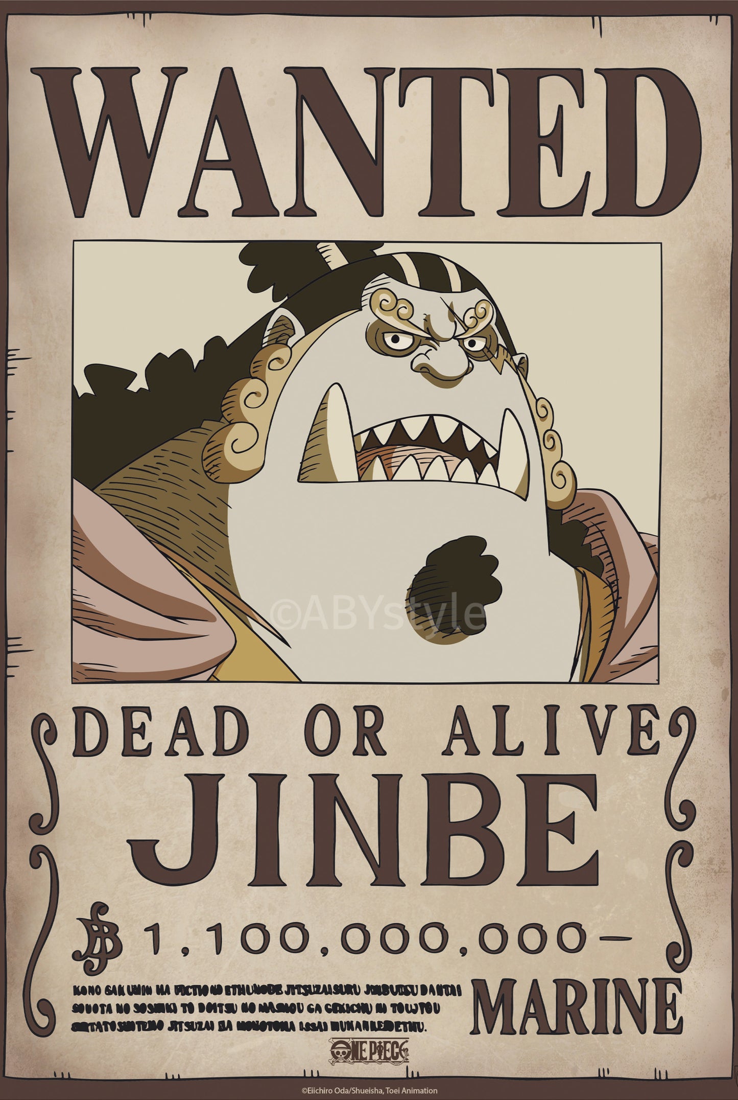 Poster One Piece - Wanted Jinbe Wano 38x52cm