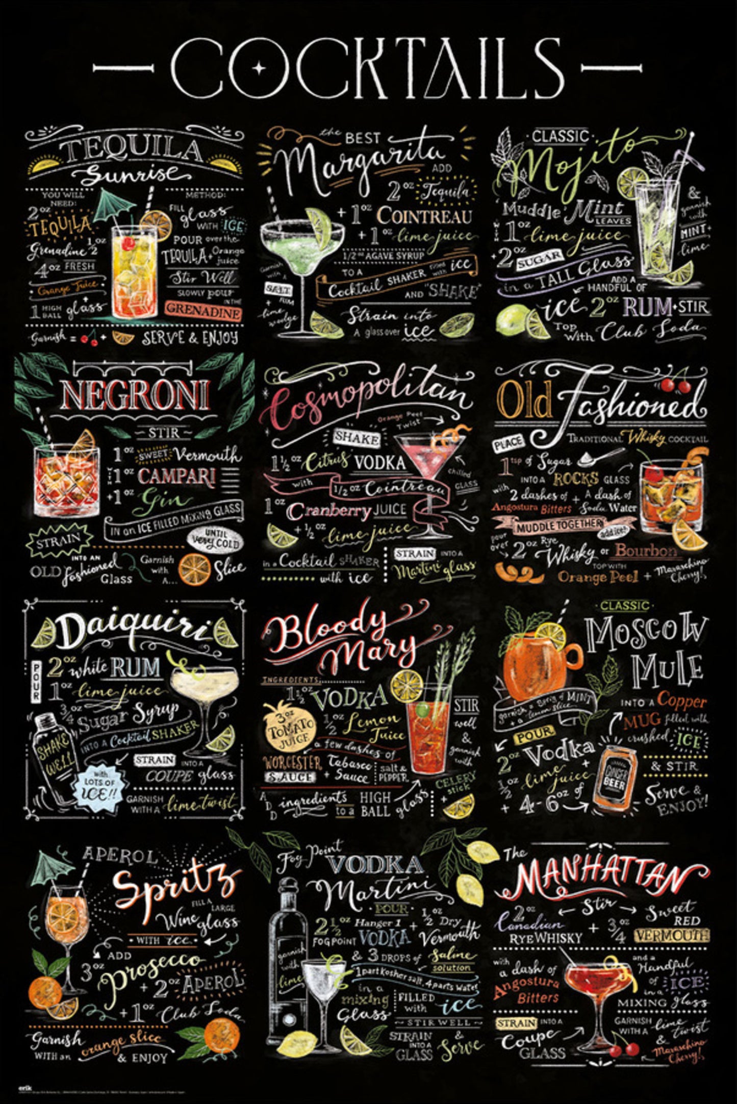 Poster Cocktails 61x91,5cm