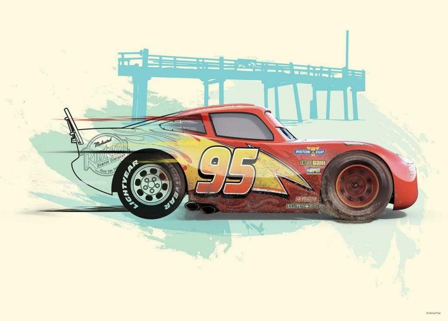 Kunstdruk Cars - Lightning McQueen - 70x50cm