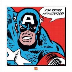 Kunstdruk Captain America - For truth and justice 40x40cm
