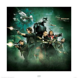 Kunstdruk Star Wars - Rogue One Attack 40x40cm