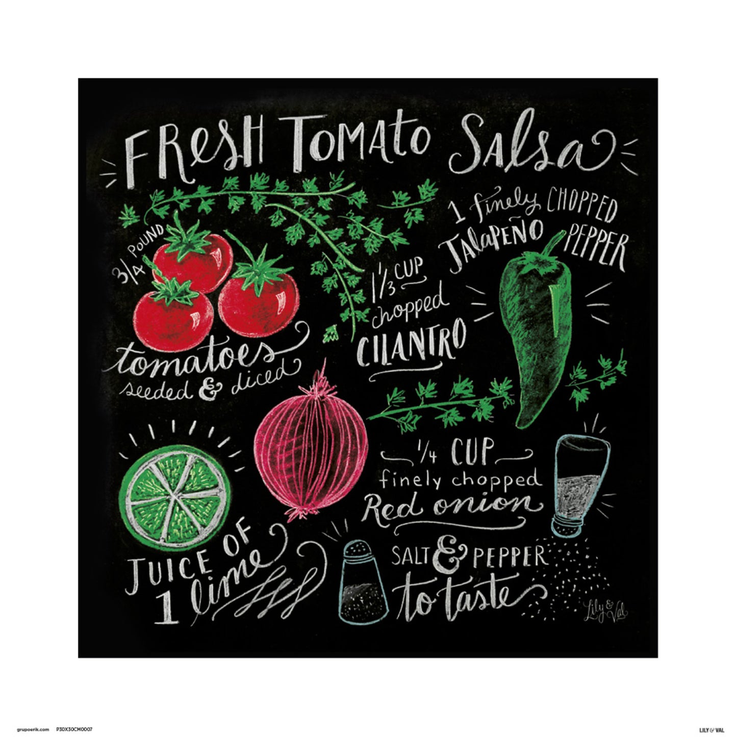 Kunstdruk Lily and Val - Fresh Tomata Salsa 30x30cm