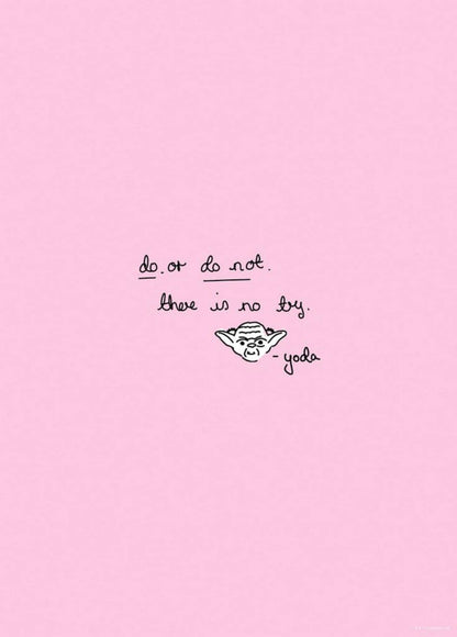 Kunstdruk Star Wars - Quote Yoda Cute 50x70cm