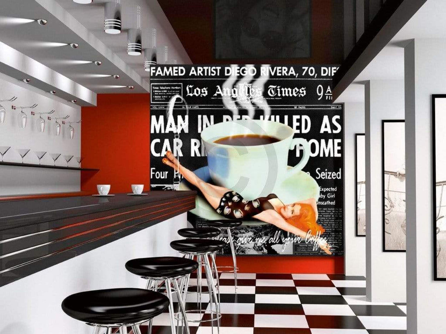 Kunstdruk Marcel Terrani - Give me all your coffee 70x70cm