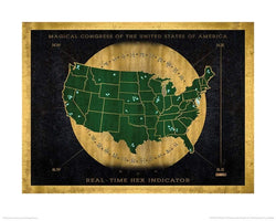 Kunstdruk Fantastic Beasts - Hex indicator map 40x50cm