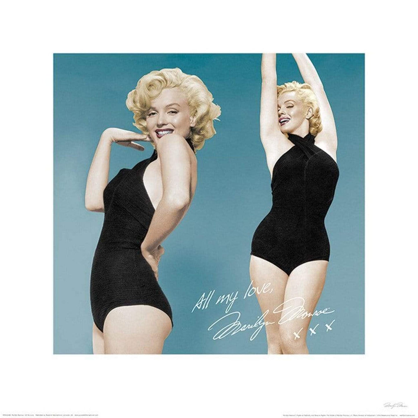 Kunstdruk Marilyn Monroe - All My Love 40x40cm