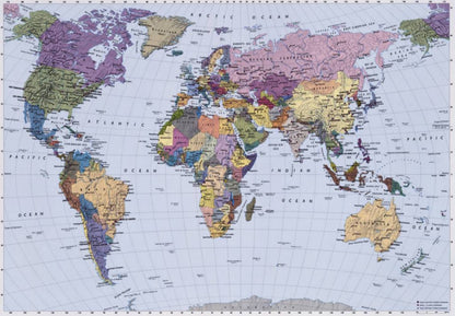 Fotobehang - World Map 270x188cm - Papierbehang