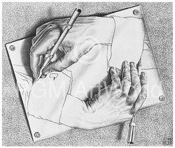 Kunstdruk M. C. Escher - Zeichnen 65x55cm