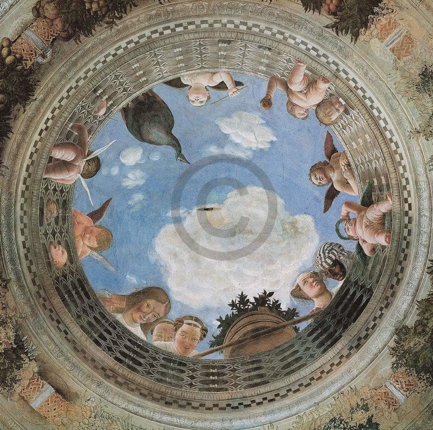 Kunstdruk Andrea Mantegna - Camera degli sposi 95x95cm