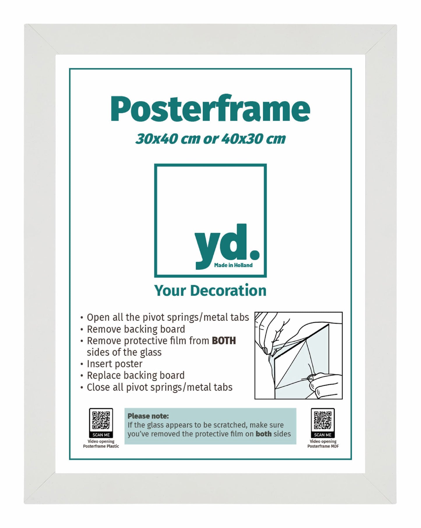 Posterlijst 30x40cm Wit Mat MDF Parma