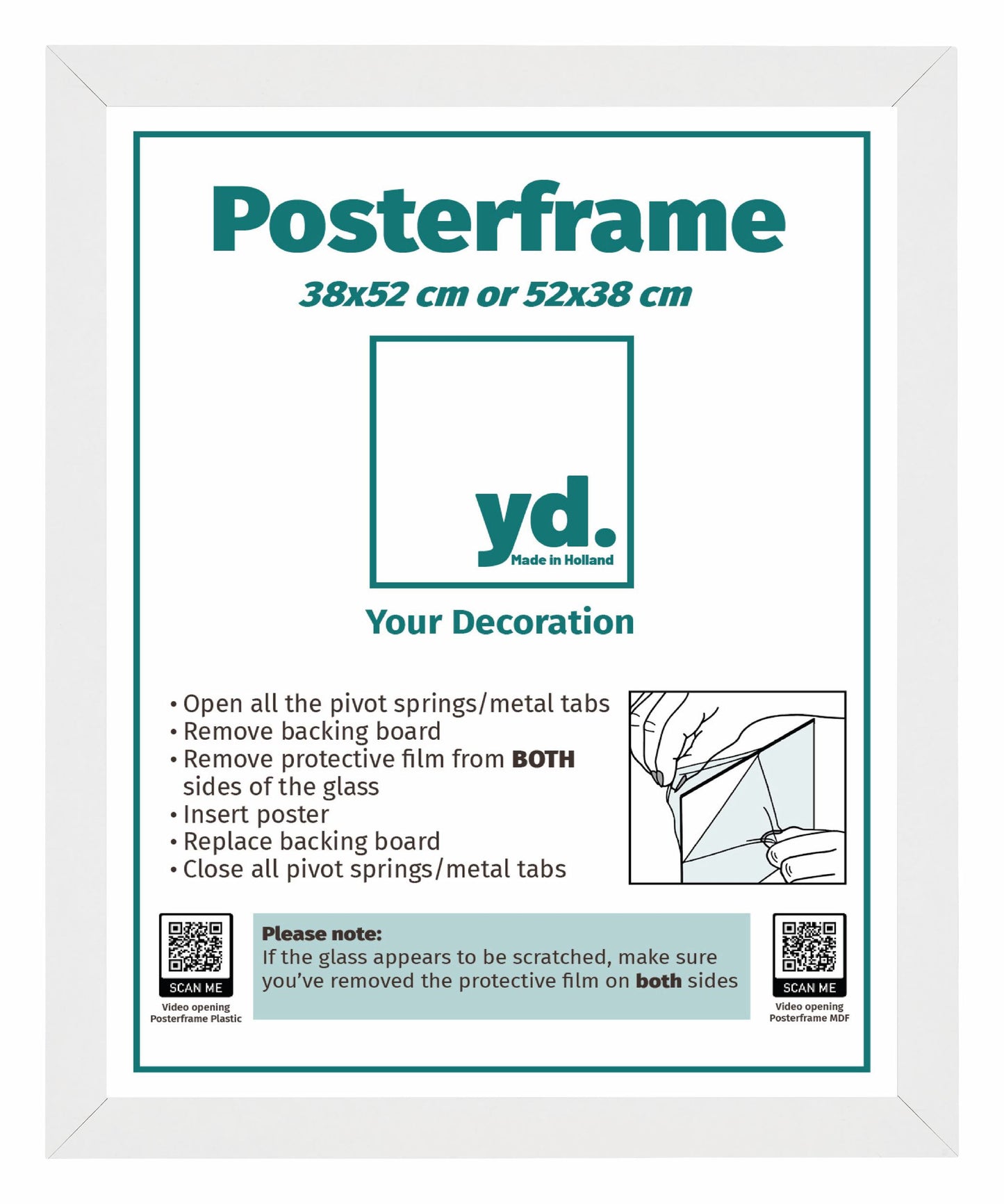 Posterlijst 38x52cm Wit Mat MDF Parma
