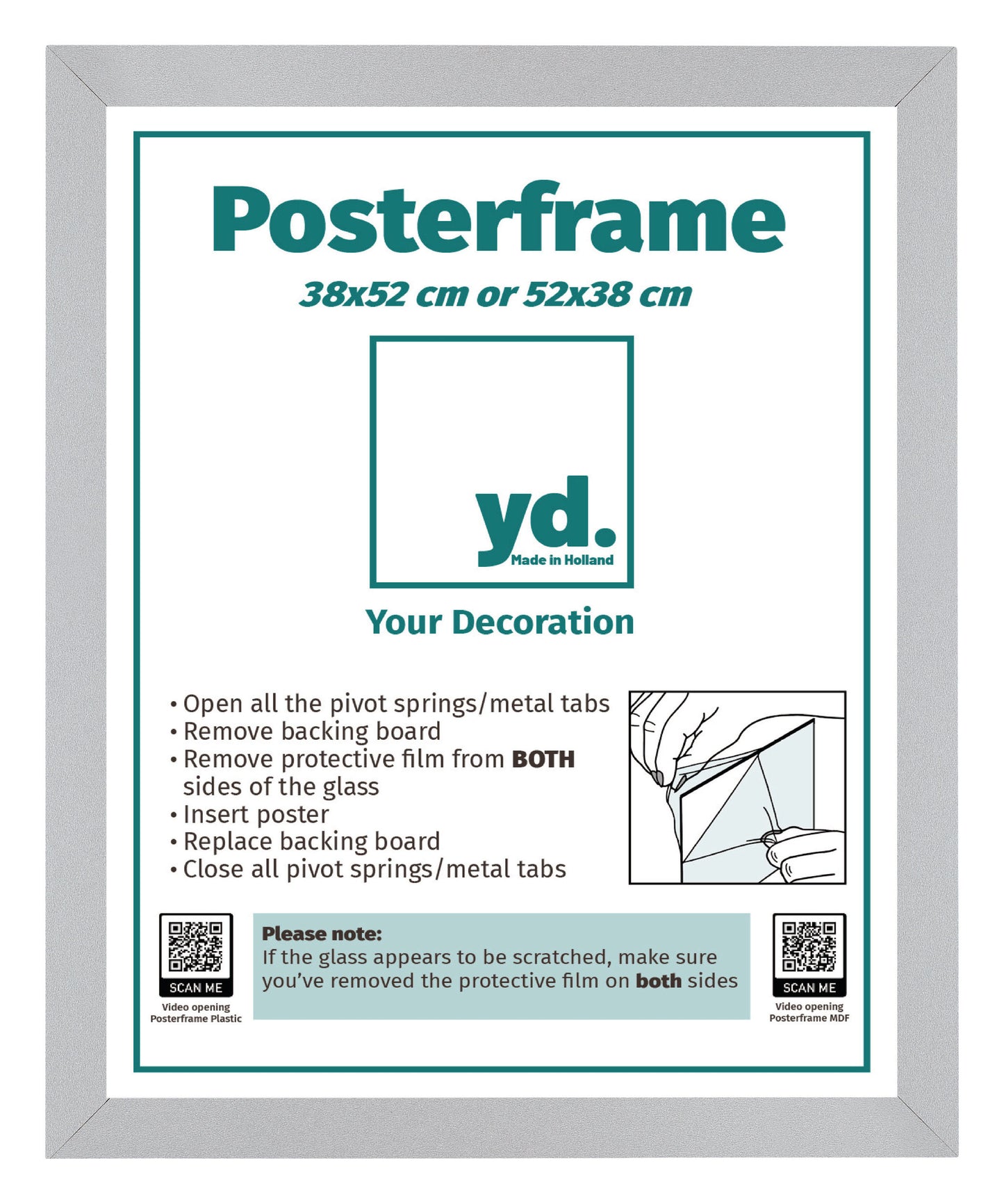 Posterlijst 38x52cm Zilver Mat MDF Parma