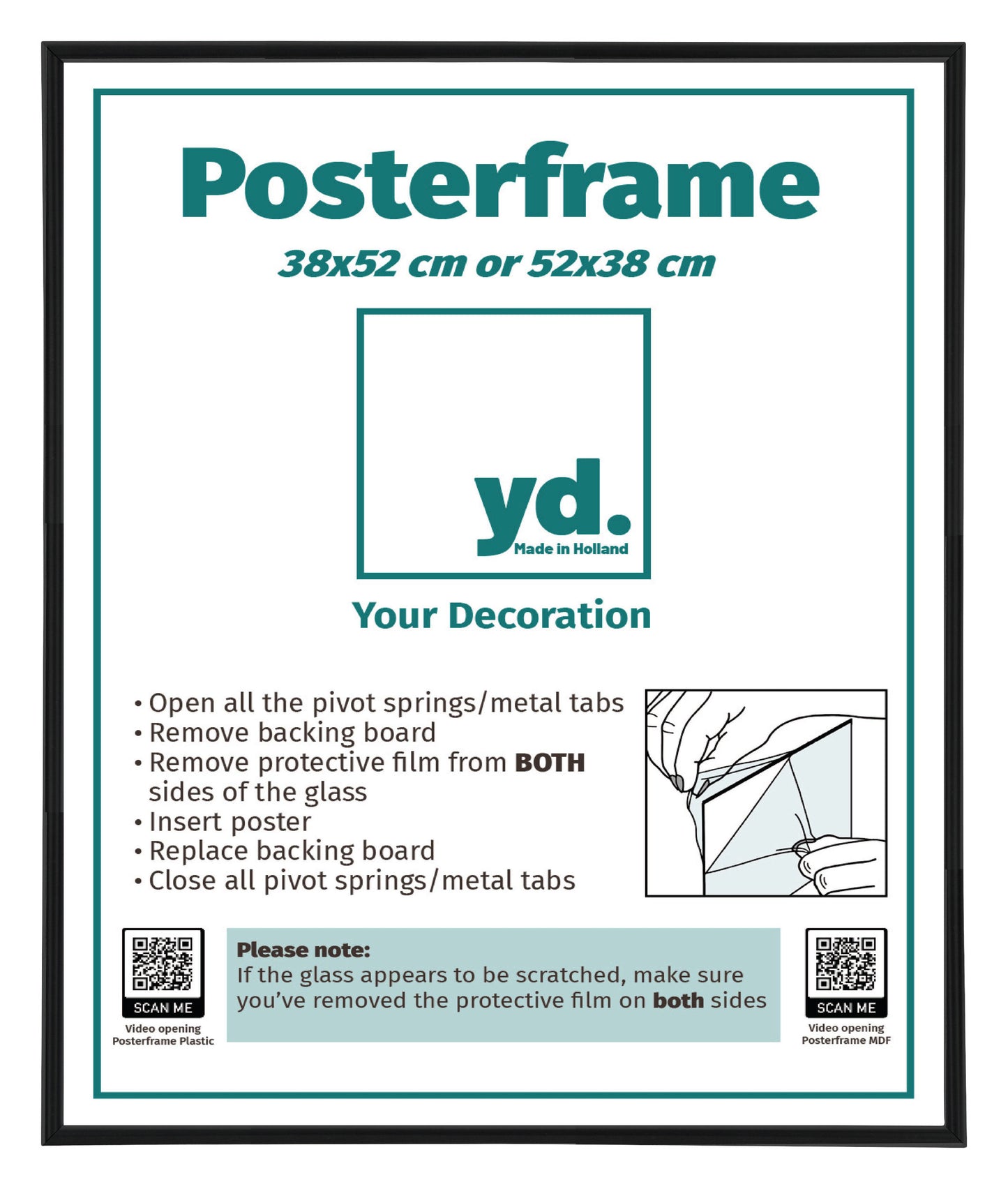 Posterlijst 38x52cm Zwart Mat Kunststof Paris