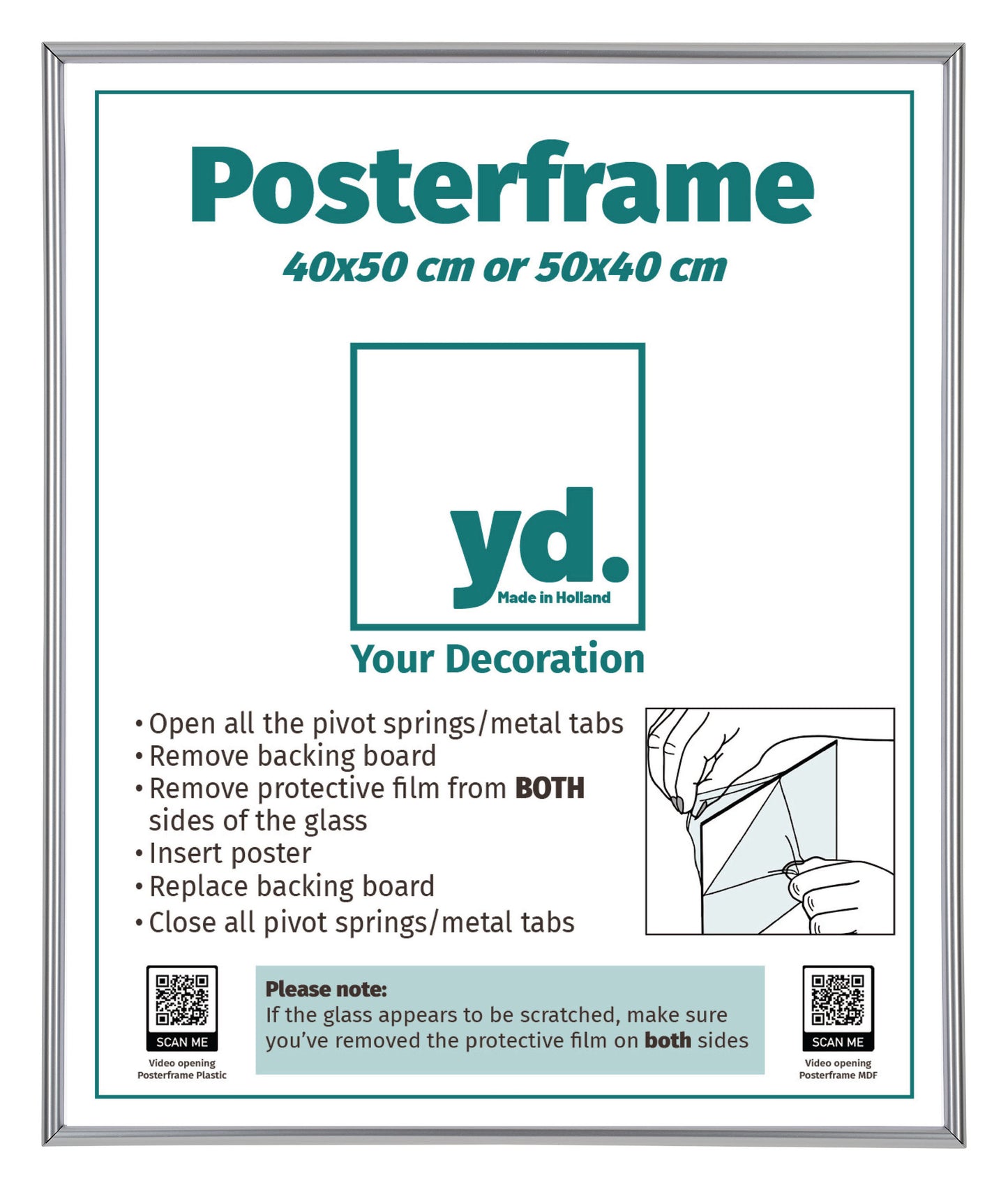 Posterlijst 40x50cm Zilver Hoogglans Kunststof Paris