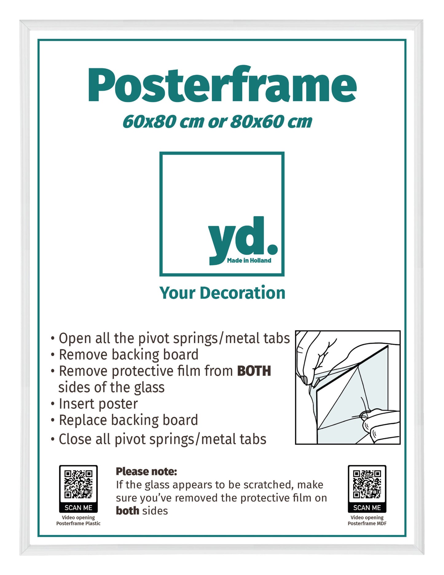 Posterlijst 60x80cm Wit Hoogglans Kunststof Paris