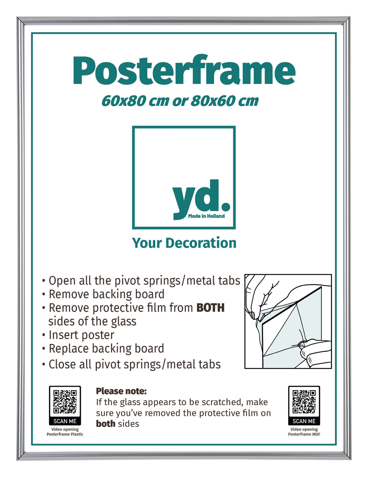 Posterlijst 60x80cm Zilver Hoogglans Kunststof Paris