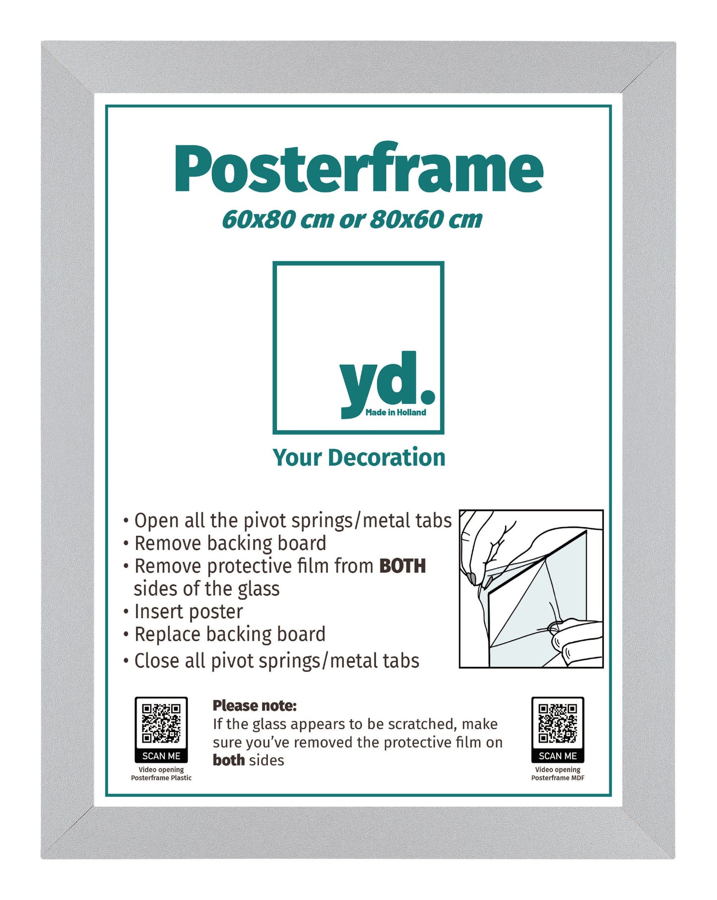 Posterlijst 60x80cm Zilver Mat MDF Parma