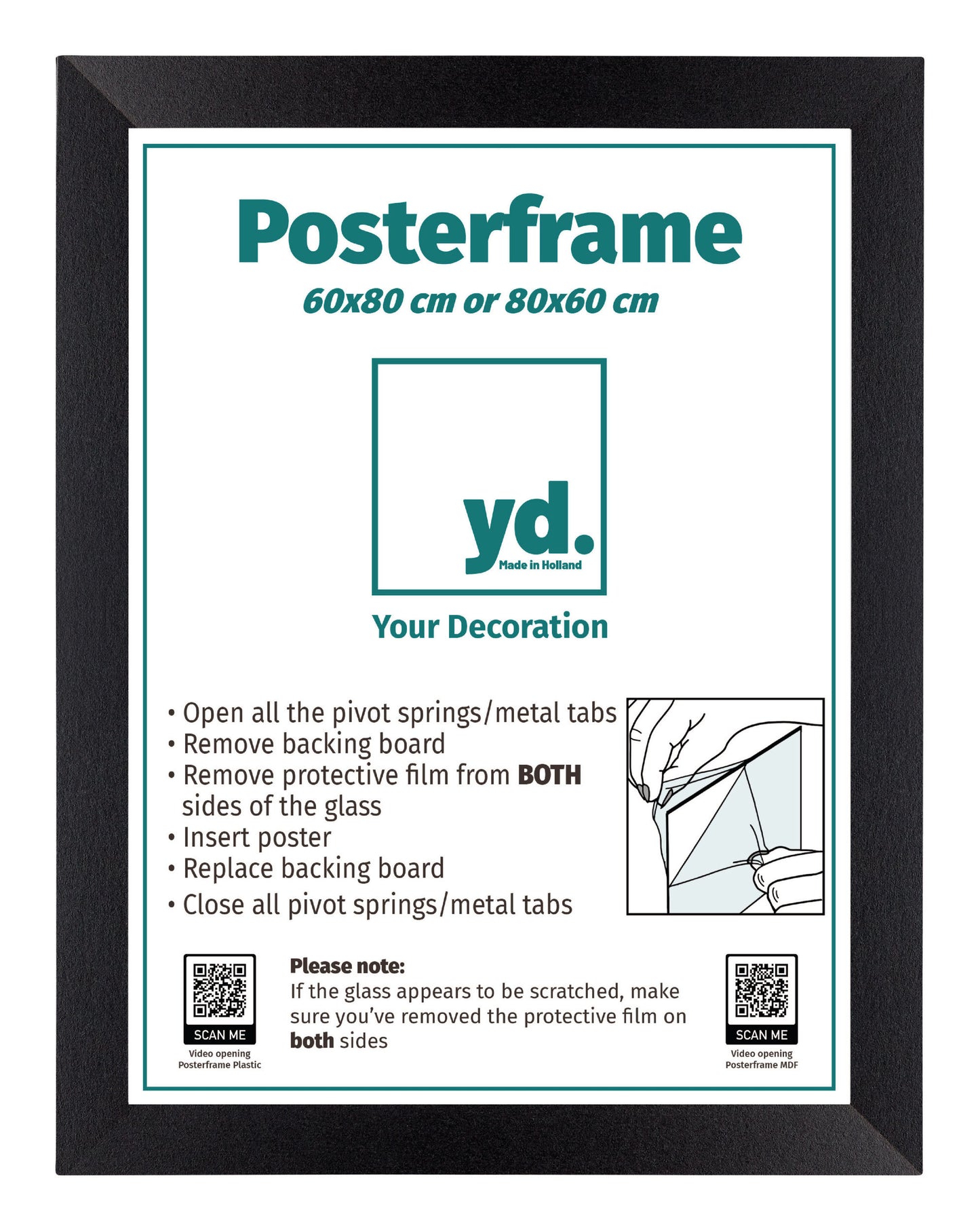 Posterlijst 60x80cm Zwart Mat MDF Parma
