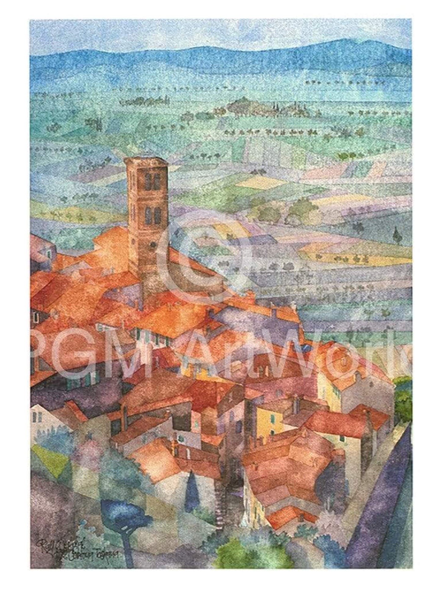 Kunstdruk Ralf Westphal - Cortona, Umbrien 30x40cm