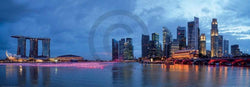 Kunstdruk Shutterstock - Panorama of Singapore 95x33cm