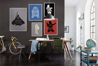 Kunstdruk Star Wars - Silhouette Quotes Leia 40x50cm