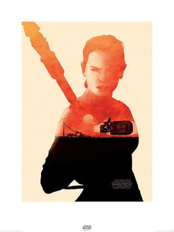Kunstdruk Star Wars - Episode VII Rey Tri 60x80cm