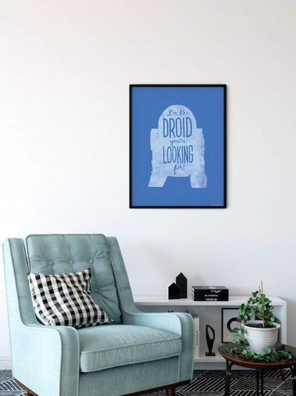Kunstdruk Star Wars - Silhouette Quotes R2D2 40x50cm