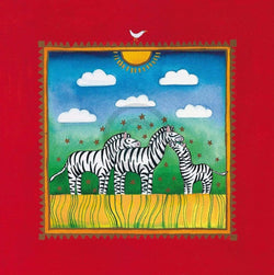 Kunstdruk Linda Edwards - Three little zebras 40x40cm