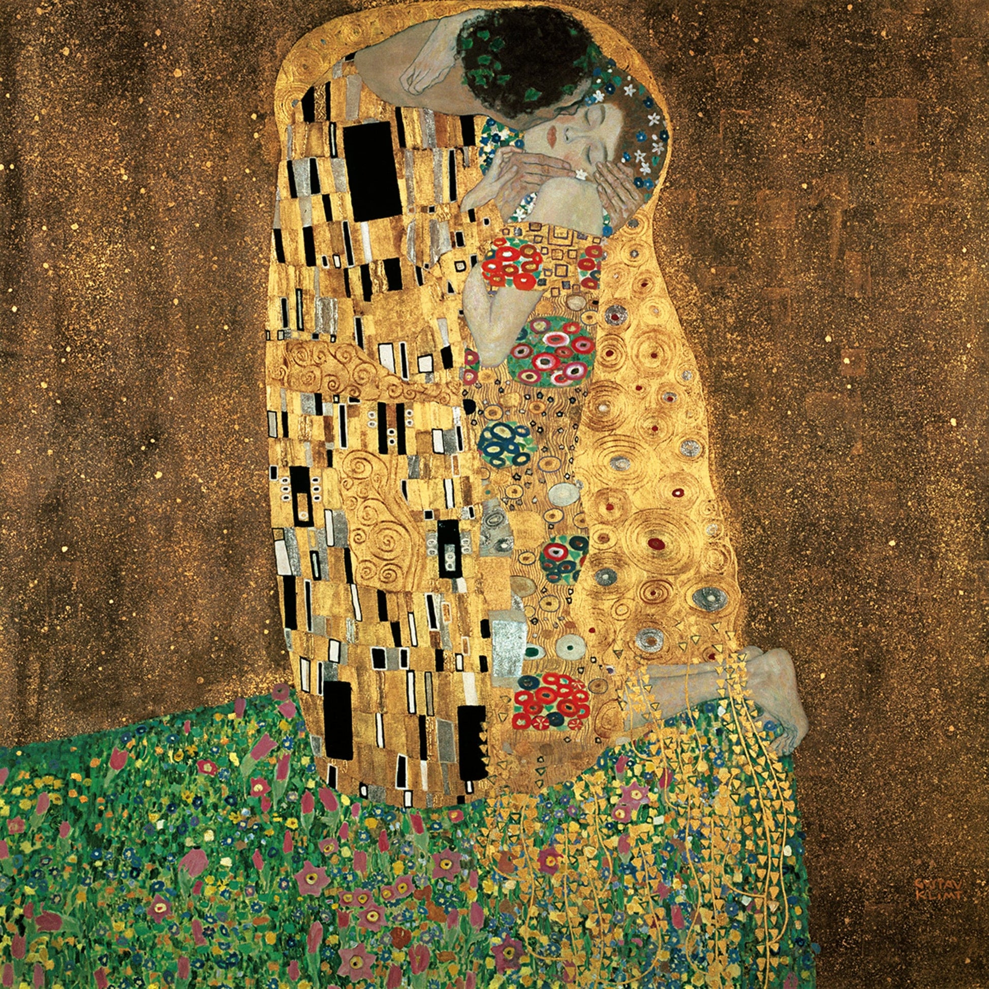 Gustav Klimt  Der KuÃŸ Kunstdruk 98x98cm | Posters.nl