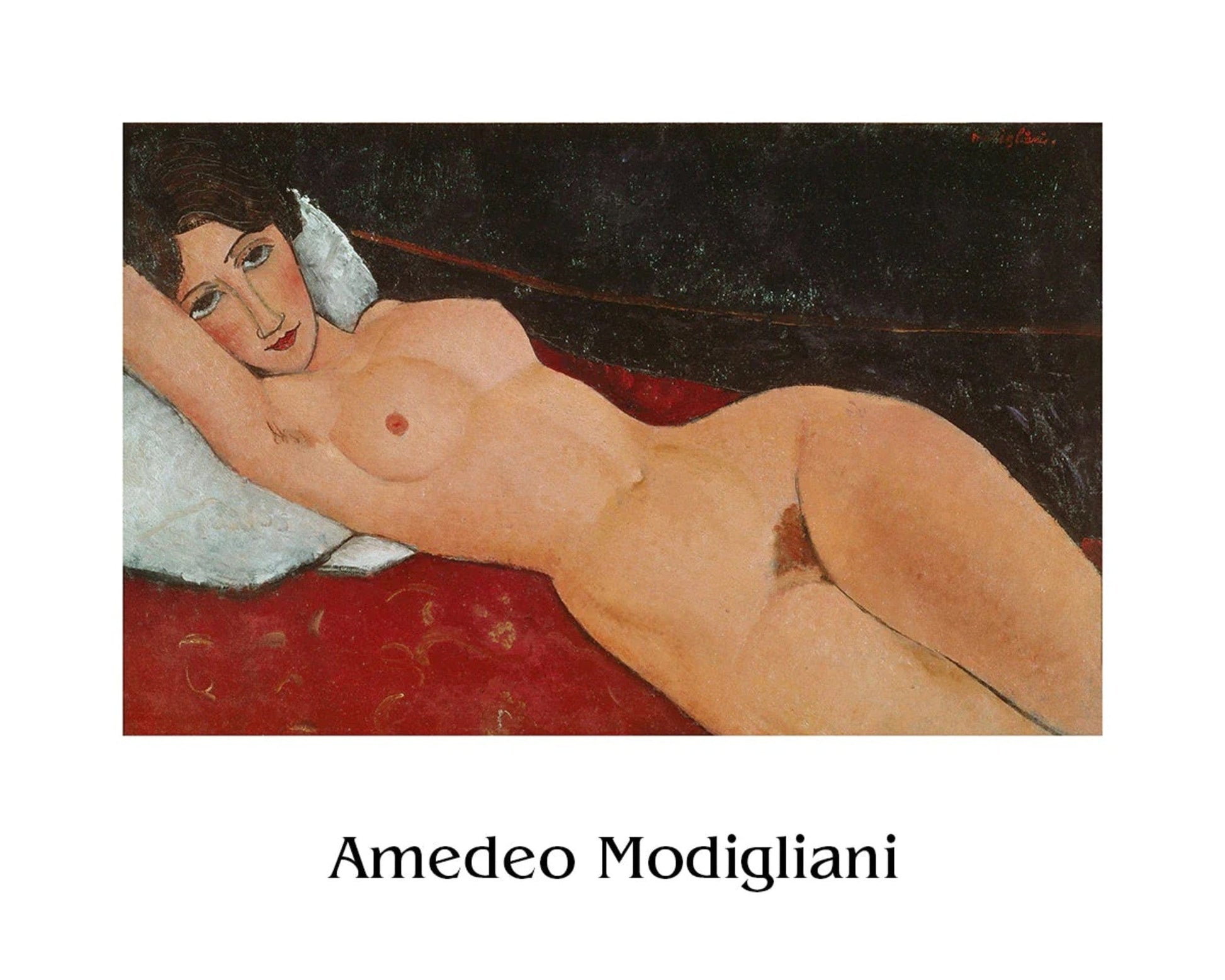 Kunstdruk Amedeo Modigliani Liegender Frauenakt auf weißem Kissen 50x40cm AMO 2002 PGM | Posters.nl