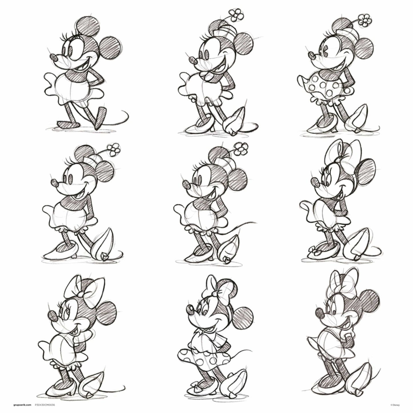 Grupo Erik Disney Minnie Sketch Kunstdruk 30X30cm | Posters.nl