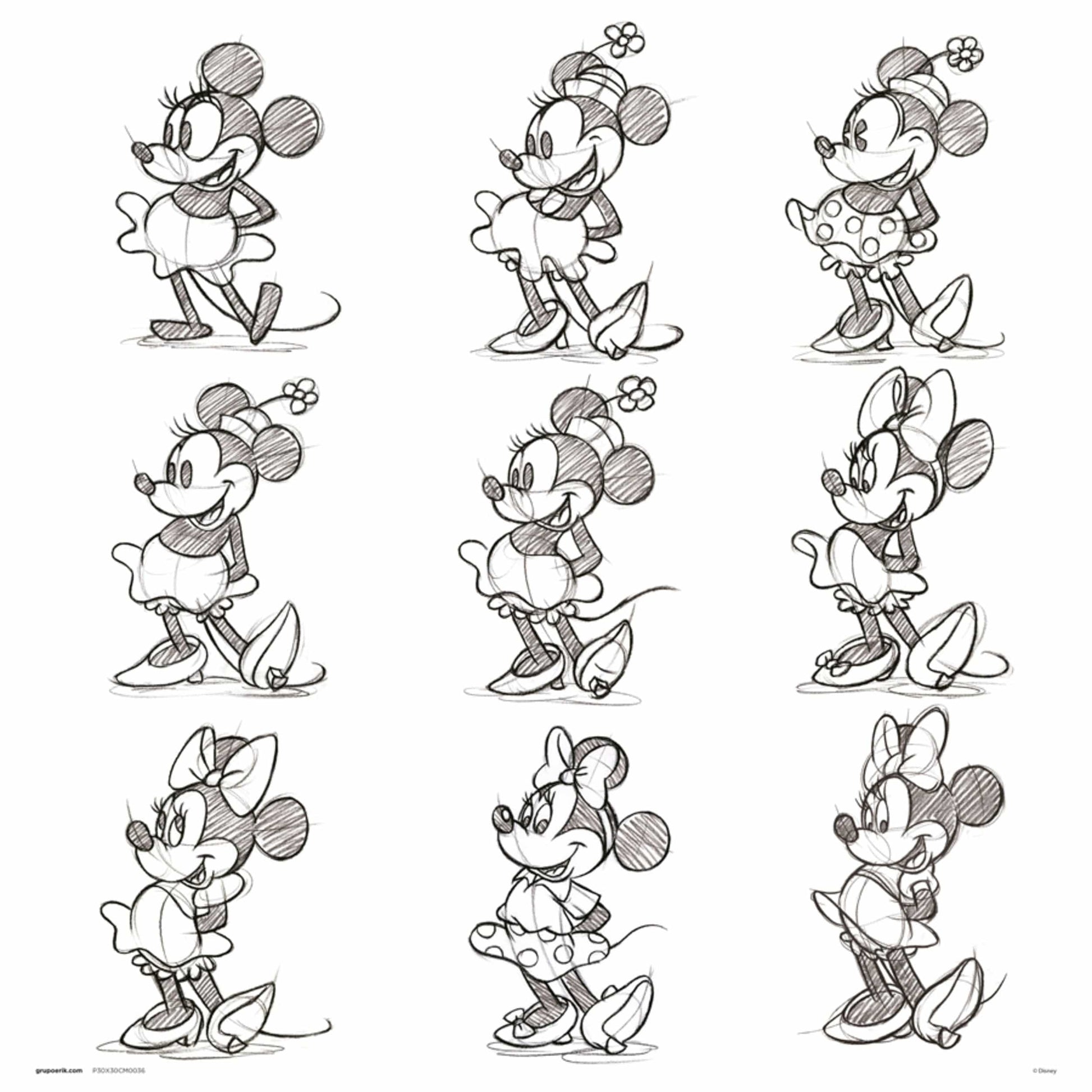 Grupo Erik Disney Minnie Sketch Kunstdruk 30X30cm | Posters.nl