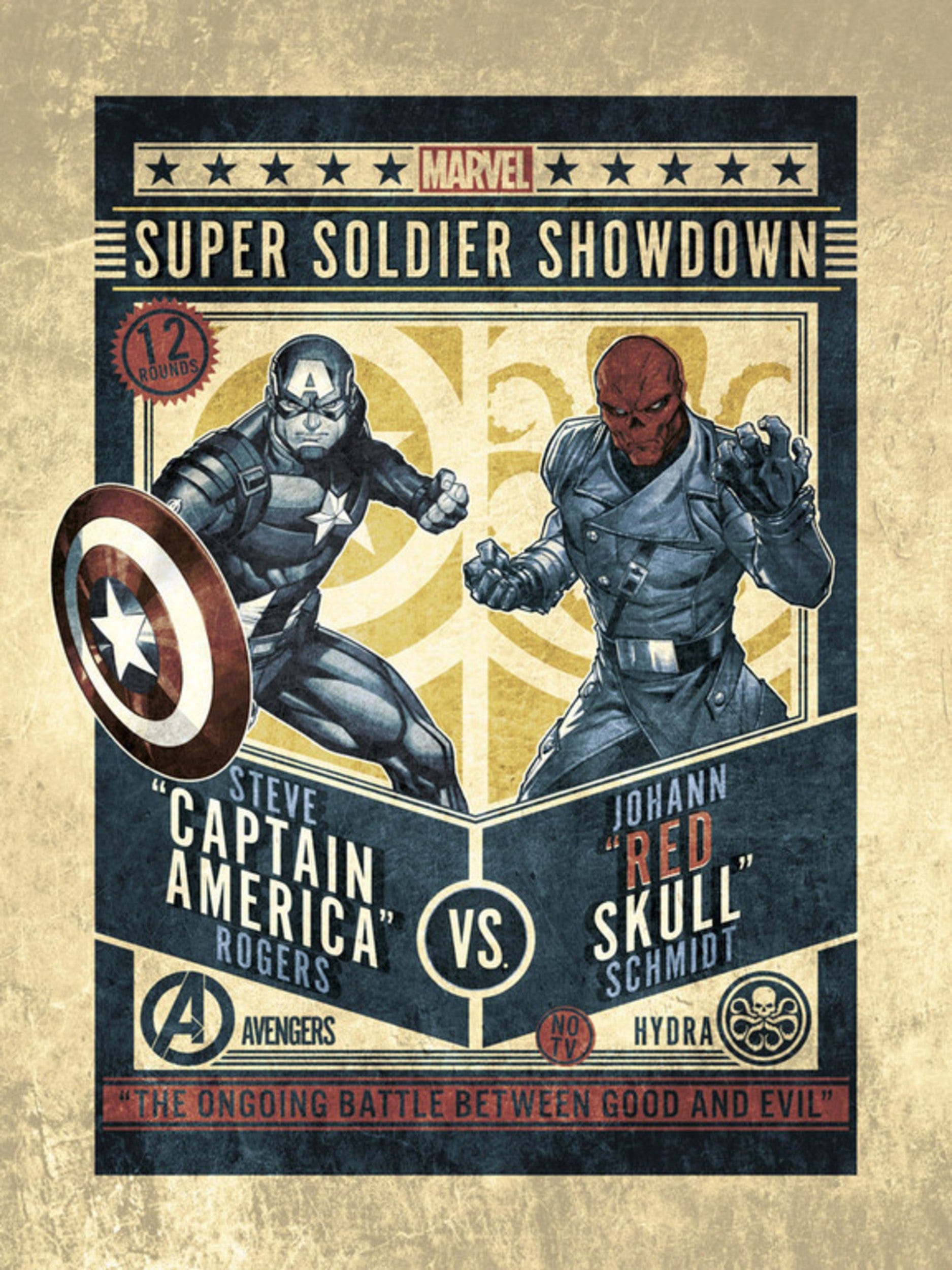 Grupo Erik Marvel Comics Captain America Vs Red Skull Kunstdruk 30X40cm | Posters.nl