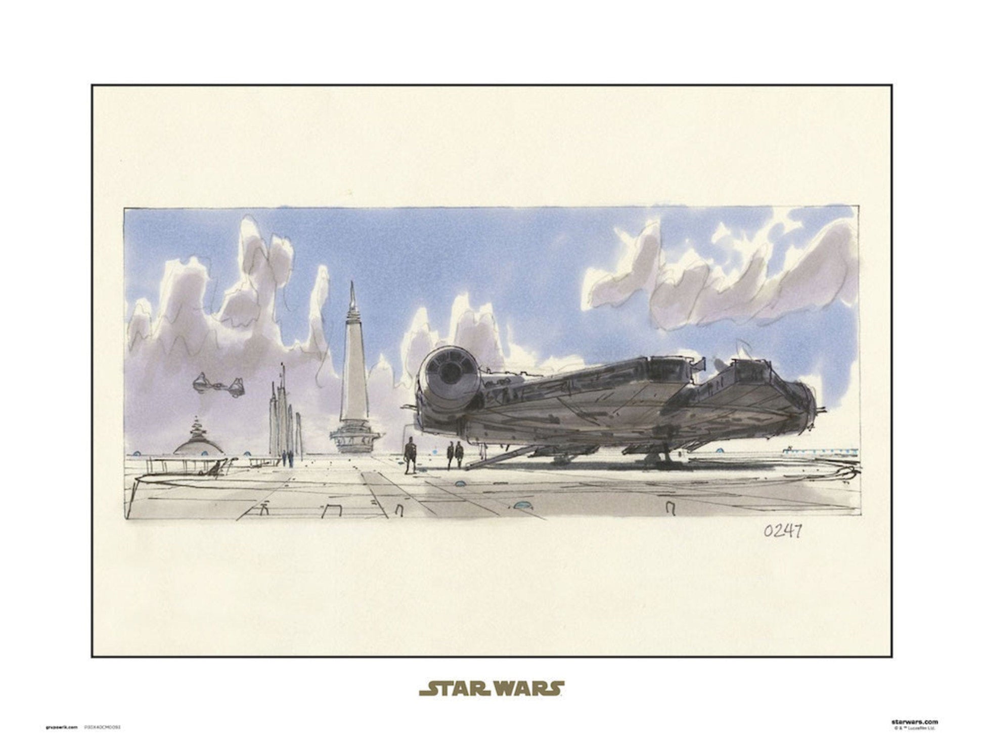 Grupo Erik Star Wars Concept Art Milennium Falcon Kunstdruk 40X30cm | Posters.nl