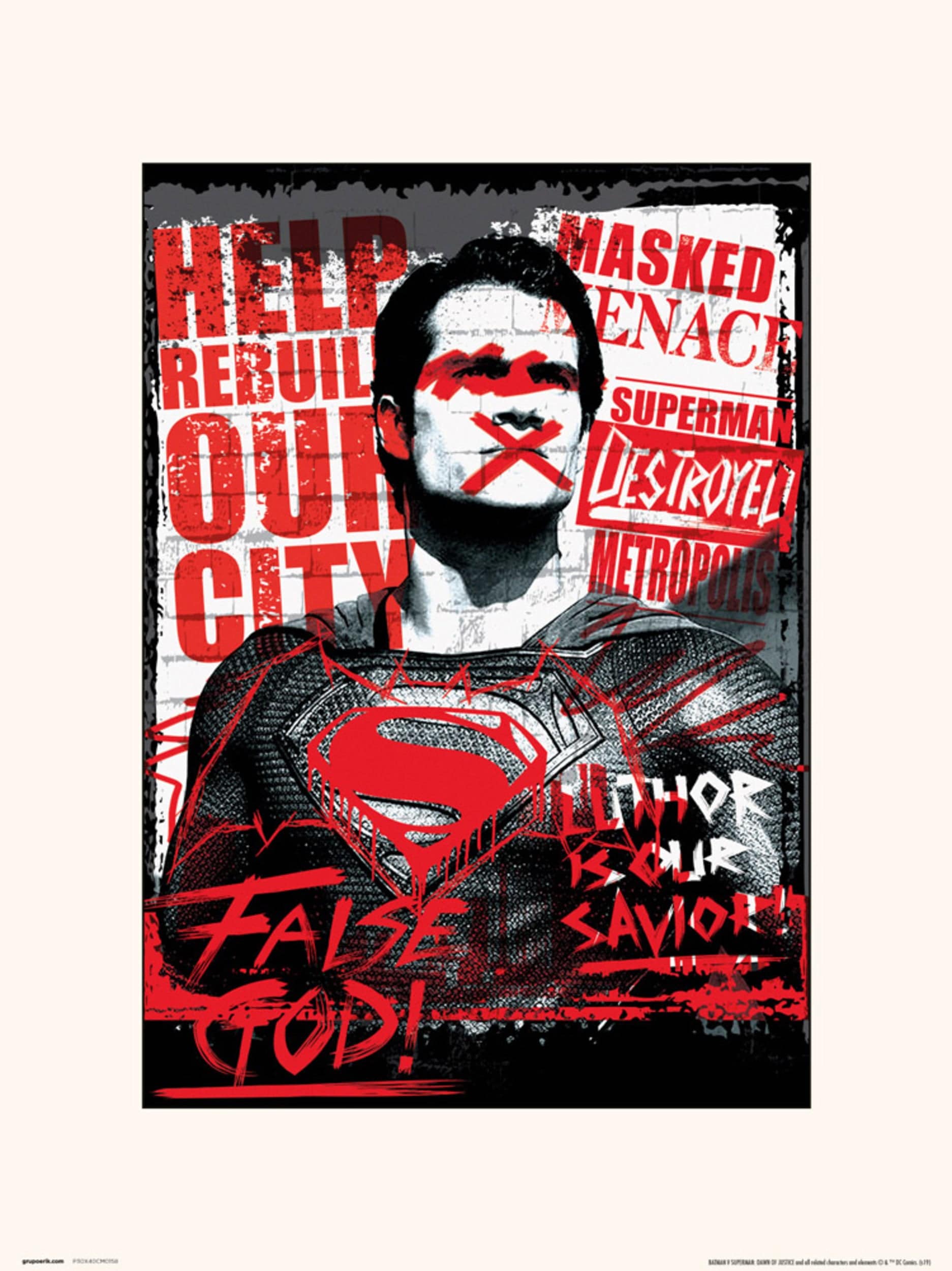Grupo Erik Dc Batman V Superman Superman False God Kunstdruk 30X40cm | Posters.nl