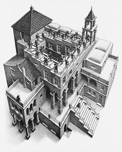 PGM ESE 23 M C Escher Treppauf und Treppab Kunstdruk 55x65cm | Posters.nl