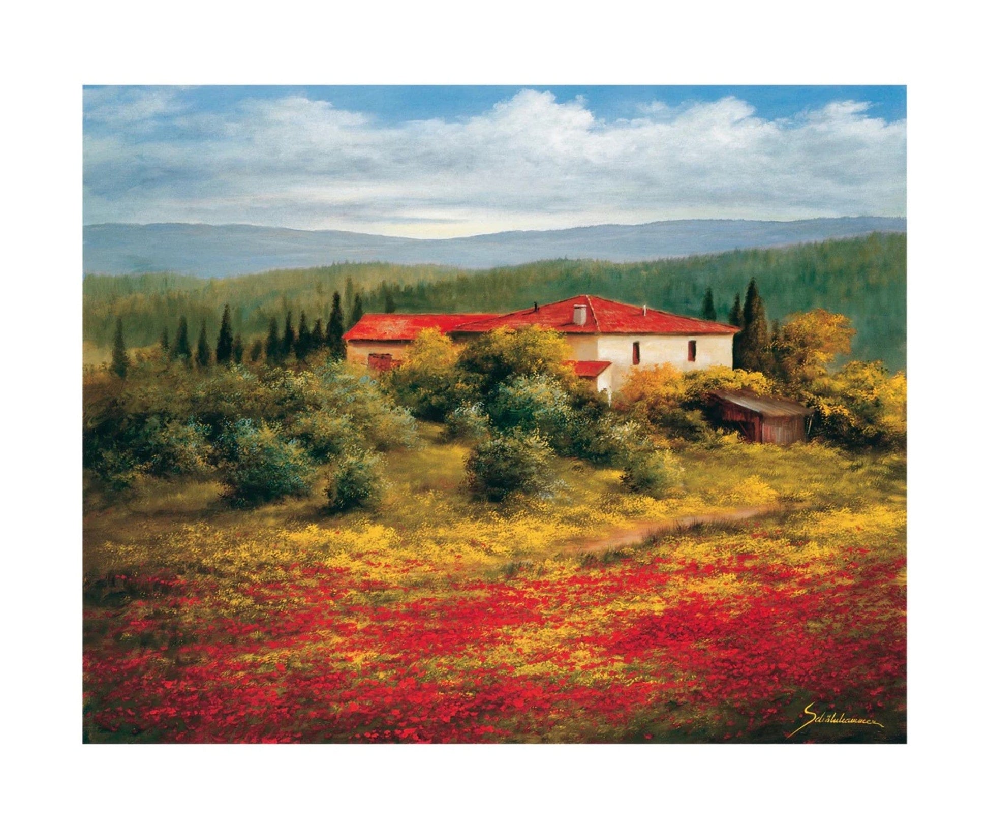 PGM SRH 06 Heinz Scholnhammer Landschaft mit Mohn II Kunstdruk 60x50cm | Posters.nl