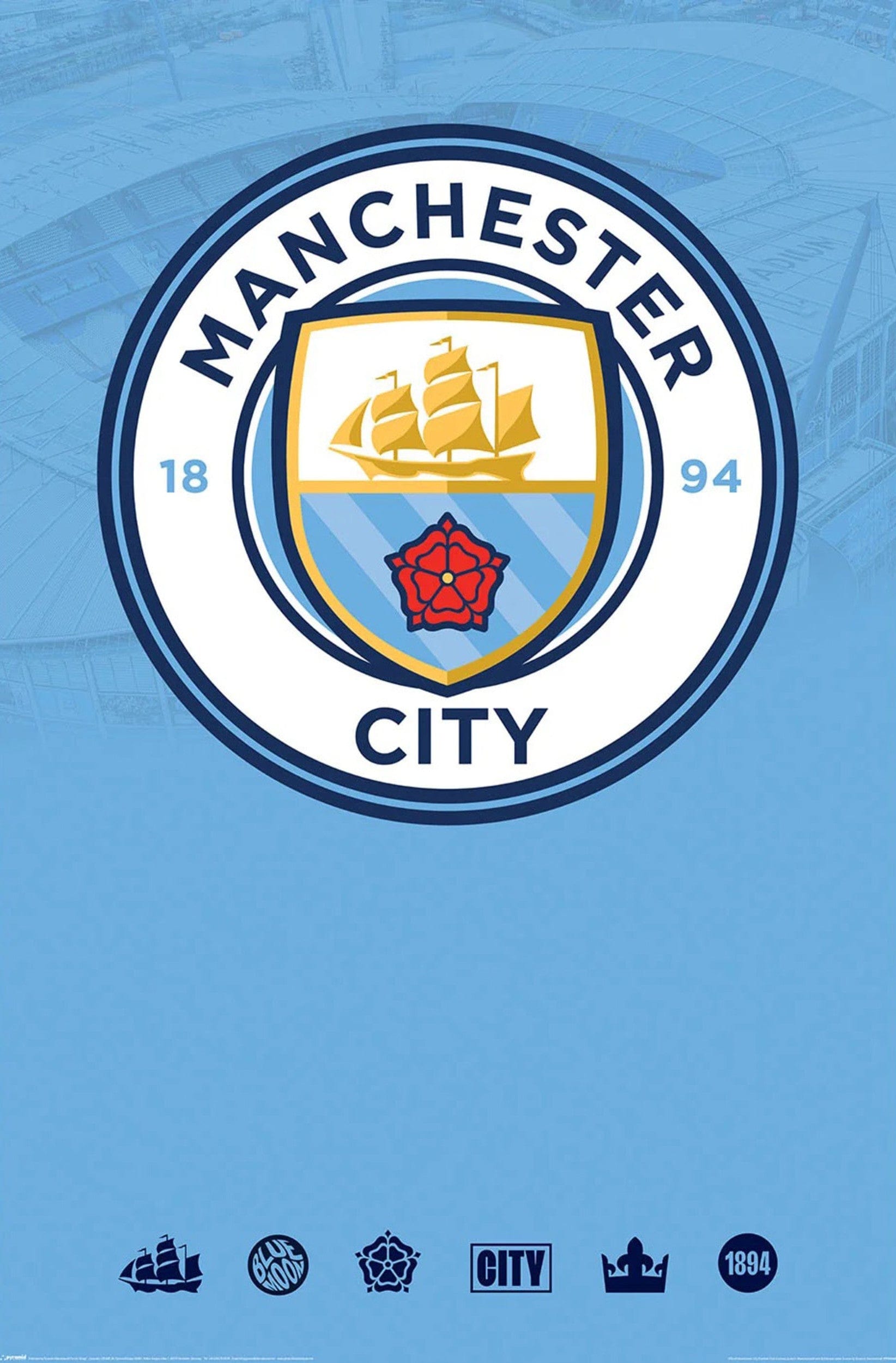 Poster Manchester City Club Crest 61x91 5cm PP35440 | Posters.nl