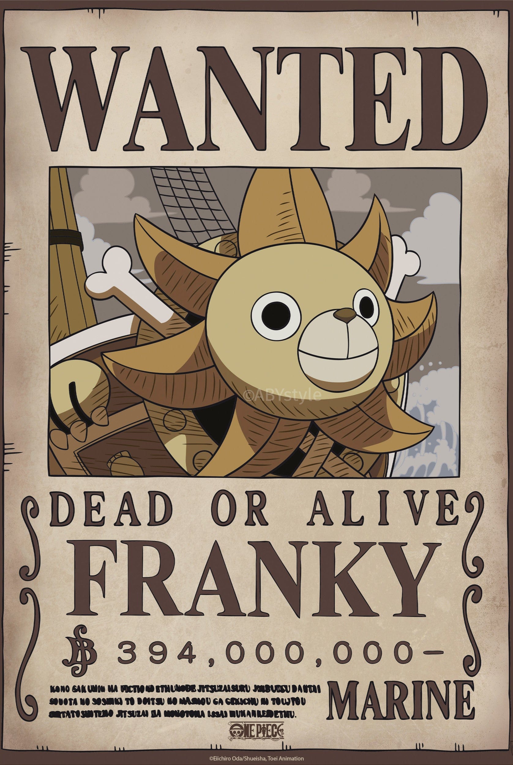 Poster One Piece Wanted Franky Wano 38x52cm Abystyle GBYDCO645 | Posters.nl