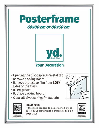 Posterlijst Kunststof Fotolijst 60x80cm Zilver Voorzijde Maat | Posters.nl