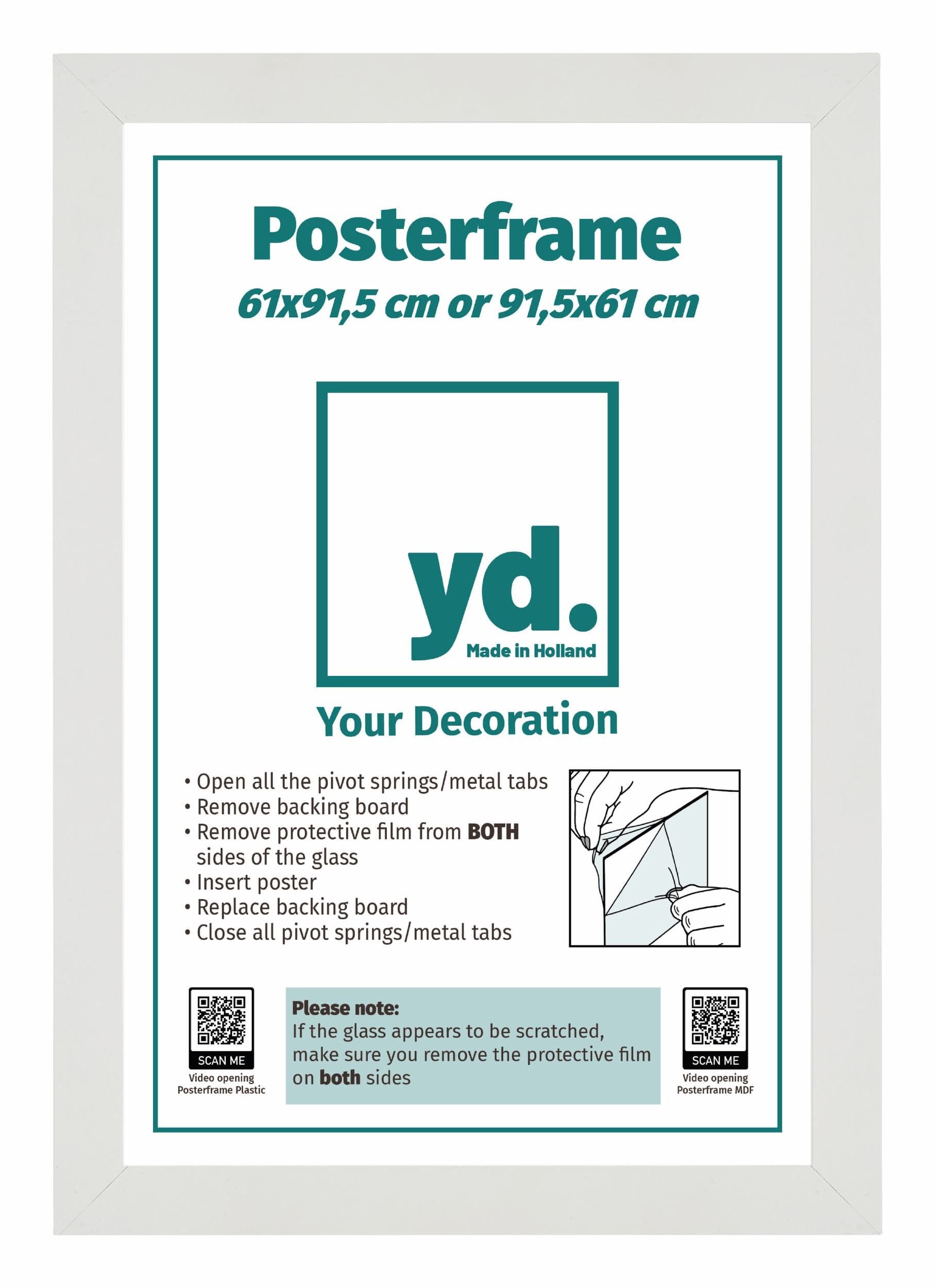 Posterlijst 61x91,5cm Wit MDF Voorzijde Inlegvel | Posters.nl