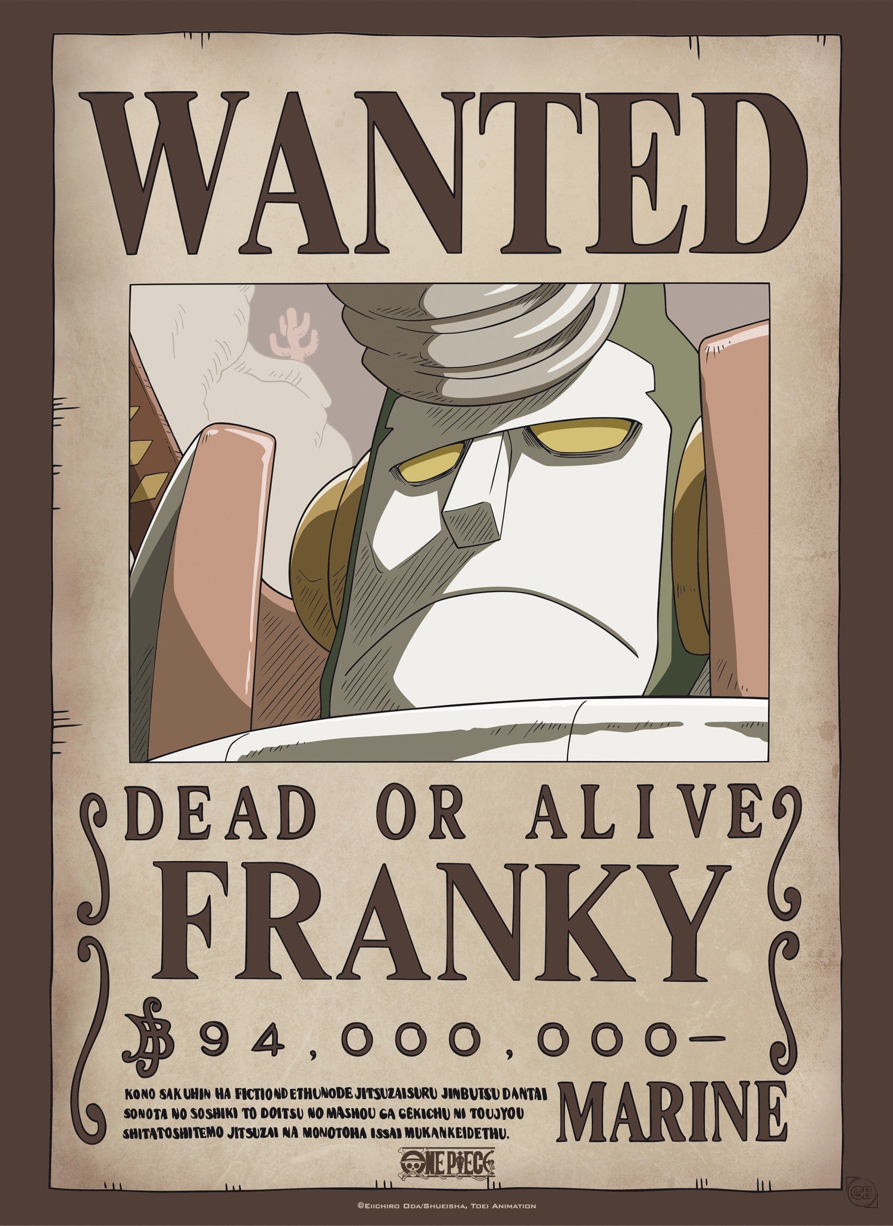 Abystyle Gbydco235 One Piece Wanted Franky Poster 38x52cm | Posters.nl