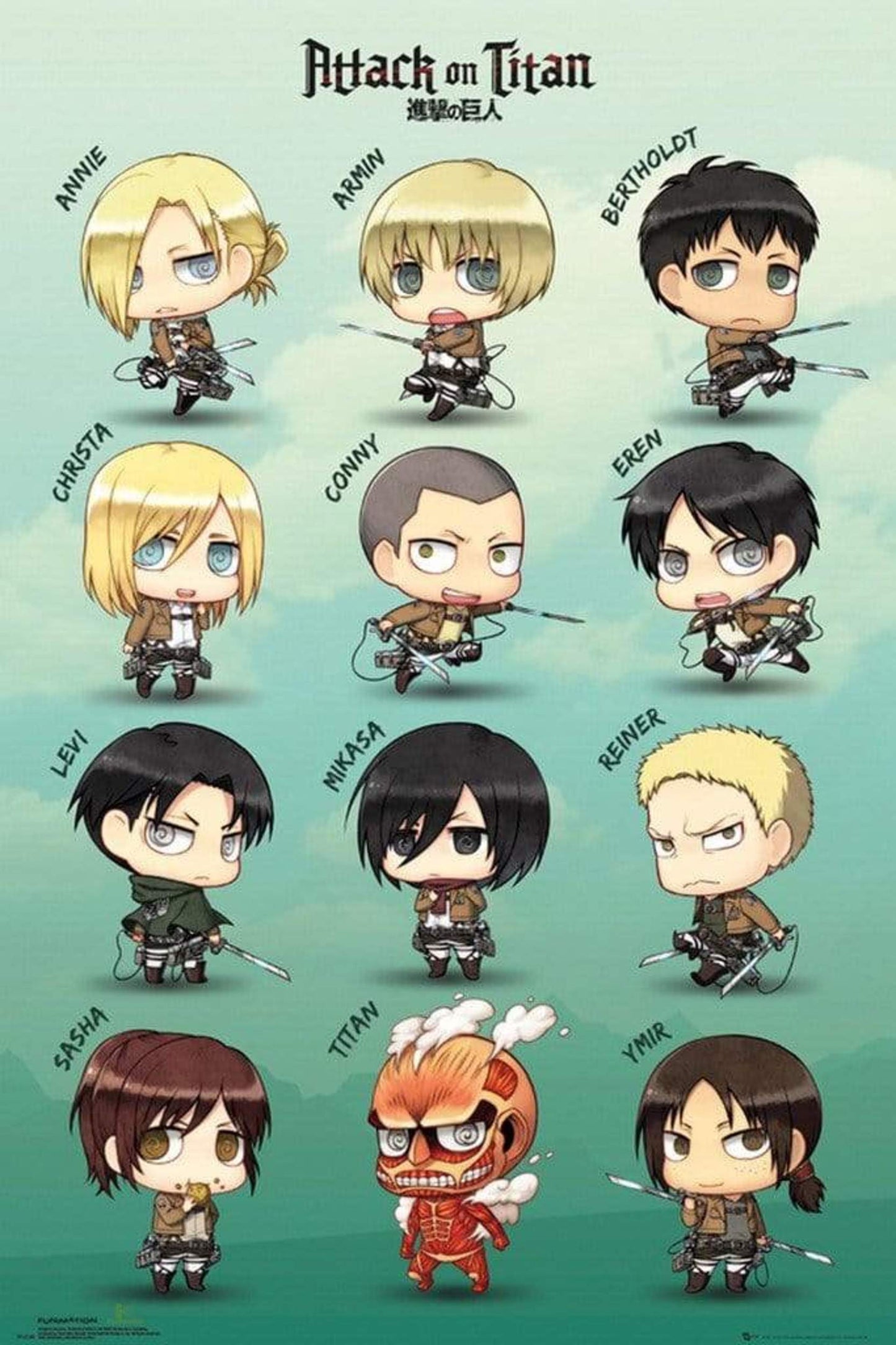GBeye Attack on Titan Chibi Characters Poster 61x91,5cm | Posters.nl