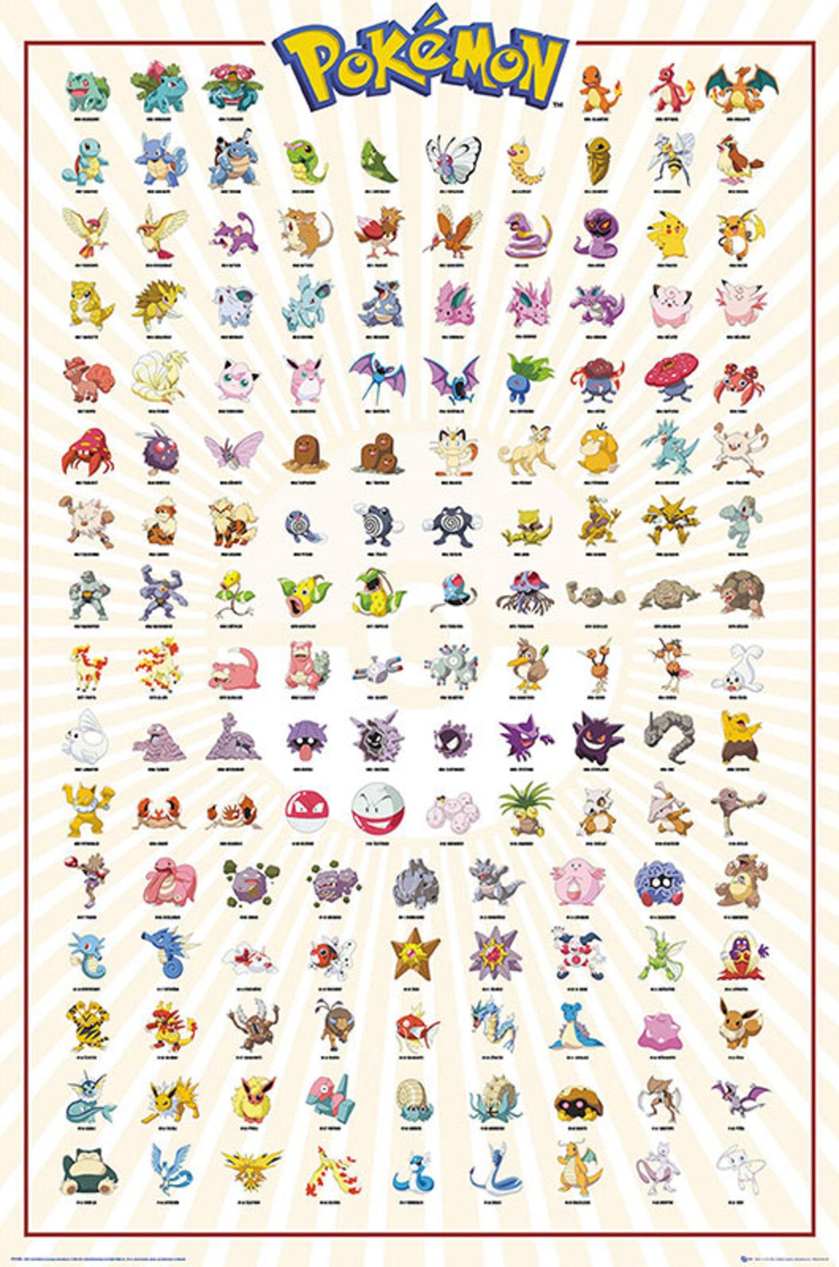 Gbeye FP4380 Pokemon Kanto 151 French Characters Poster 61x 91-5cm | Posters.nl